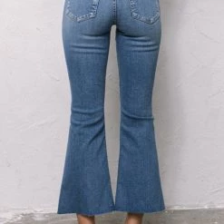 Sneak Peek Holly High Rise Cropped Kick Flare Raw Hem Jeans NEW ARRIVALS