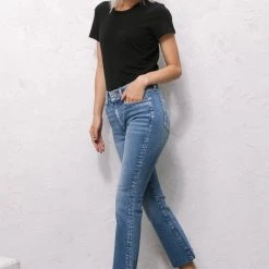 Sneak Peek Holly High Rise Cropped Kick Flare Raw Hem Jeans NEW ARRIVALS