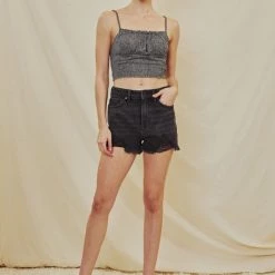 Kan Can Dakota Dark Grey High Rise Mom Shorts
