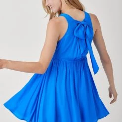 Mustard Seed Maldive Blue V Neck Smock Sleeveless Dress DRESSES