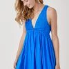 Mustard Seed Maldive Blue V Neck Smock Sleeveless Dress DRESSES