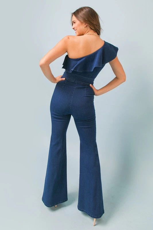 Jealous Tomato Dark Denim One Shoulder Jumpsuit 4 Jealous Tomato Dark Denim One Shoulder Jumpsuit