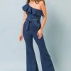 Jealous Tomato Dark Denim One Shoulder Jumpsuit