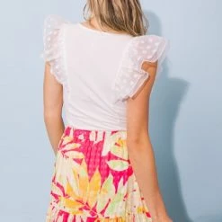 Jealous Tomato White Colored Ribbed Knit Bodysuit