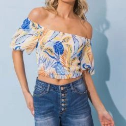 Jealous Tomato Maui Floral Smock Off Shoulder Top NEW ARRIVALS