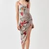 Mustard Seed Grey And Floral Printed Cowl Neck Cami Dress