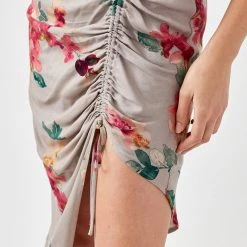 Mustard Seed Grey And Floral Printed Cowl Neck Cami Dress