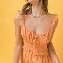 Jealous Tomato NEW ARRIVALS Tangerine Colored Woven Mini Dress