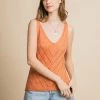 Very J Salmon Colored Diagonal Detail Knit Tank Top