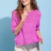 Very J Orchid Short Sleeve Sweater Knit Top