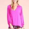 Tyche Fuchsia Crinkle Solid Full Sleeve Tunic Top NEW ARRIVALS