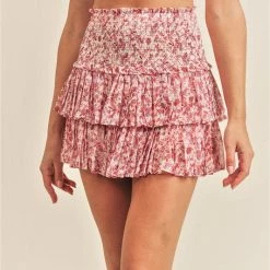 Reset By Jane Pink Paisley Floral Print Smock Skirt