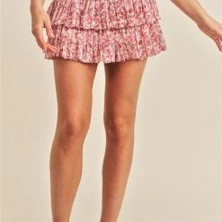 Reset By Jane Pink Paisley Floral Print Smock Skirt