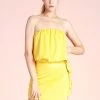 Tyche Sunny Yellow Washed Satin Wrap Romper NEW ARRIVALS