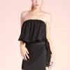 Tyche NEW ARRIVALS Black Washed Satin Wrap Romper