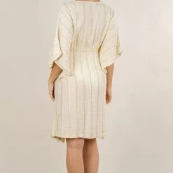 THE WEARHOUSE Off White Summer Fun Striped Metallic Kaftan NEW ARRIVALS