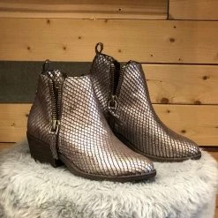 THE WEARHOUSE Silver Snakeskin Ankle Boots