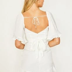 One And Only Collective White Ruffle Short Sleeve Mini Dress