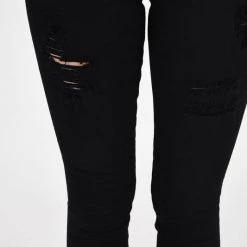 Kan Can Black Modern Raw Skinny Jeans