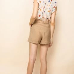THML Cream And Multi Color Design Flutter Sleeve Top
