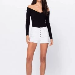 Sneak Peek Courtney White High Rise Button Fly Shorts
