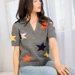 THML Grey Colored Star Collared Sweater NEW ARRIVALS