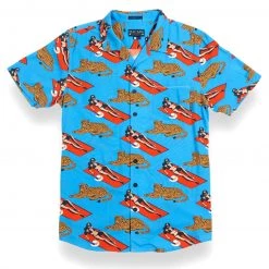 MEN Baja Llama Purrfect Woman Blue Nighthawk Button Up