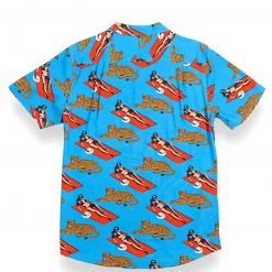 MEN Baja Llama Purrfect Woman Blue Nighthawk Button Up