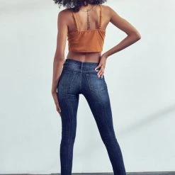 Kan Can Brooke Dark Wash Mid Rise Jeans