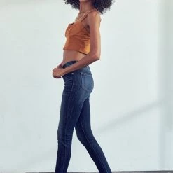 Kan Can Brooke Dark Wash Mid Rise Jeans