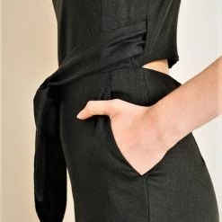 Jane Plus One Black Wrap Around Cropped Jumpsuit