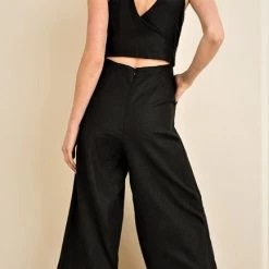 Jane Plus One Black Wrap Around Cropped Jumpsuit
