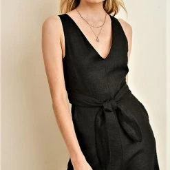 Jane Plus One Black Wrap Around Cropped Jumpsuit