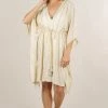 THE WEARHOUSE Off White Summer Fun Striped Metallic Kaftan NEW ARRIVALS