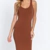 Act Truffle Colored Racer Back Sleeveless Midi Dress NEW ARRIVALS
