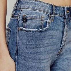 Kan Can NEW ARRIVALS Heidi High Rise Distressed Crop Skinny Jeans