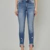Kan Can NEW ARRIVALS Heidi High Rise Distressed Crop Skinny Jeans