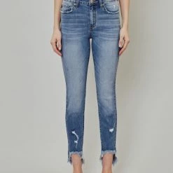 Kan Can NEW ARRIVALS Heidi High Rise Distressed Crop Skinny Jeans