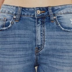 Kan Can NEW ARRIVALS Heidi High Rise Distressed Crop Skinny Jeans