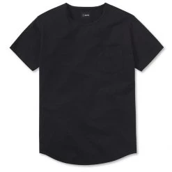 MEN Black CUTS Wide-Neck Pocket Crew Elongated