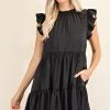 Glam Black Ruffle High Neck Sleeveless Dress NEW ARRIVALS