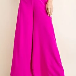 Glam NEW ARRIVALS Magenta Silhouette Wide Leg Pants