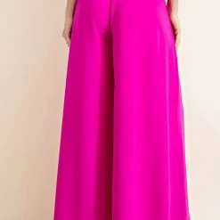 Glam NEW ARRIVALS Magenta Silhouette Wide Leg Pants
