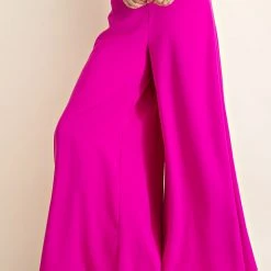 Glam NEW ARRIVALS Magenta Silhouette Wide Leg Pants