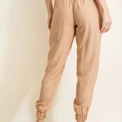 Glam Taupe Colored Elastic Waist Jogger Pants NEW ARRIVALS