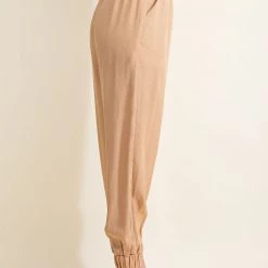 Glam Taupe Colored Elastic Waist Jogger Pants NEW ARRIVALS