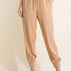 Glam Taupe Colored Elastic Waist Jogger Pants NEW ARRIVALS