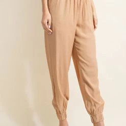Glam Taupe Colored Elastic Waist Jogger Pants NEW ARRIVALS