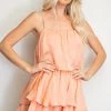 Glam Peach Colored Tiered Ruffled Romper