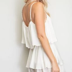 Glam Off White Tiered Ruffle Dress NEW ARRIVALS